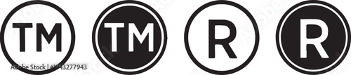 Trademark and registered symbol icons, TM and R in circle