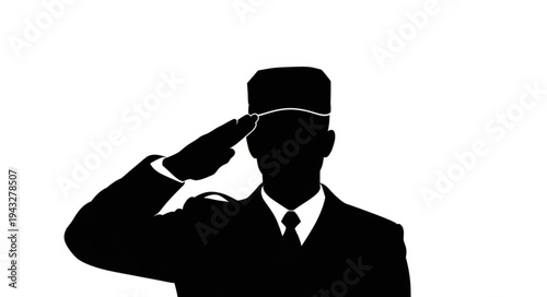 Silhouette of a saluting soldier.