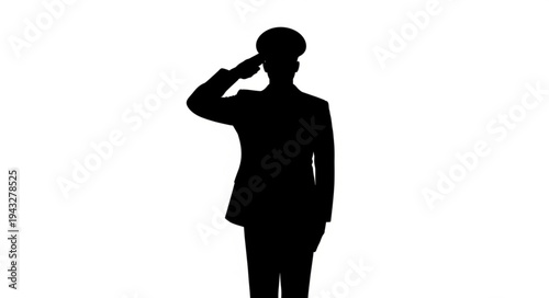 Silhouette of a Soldier Saluting.