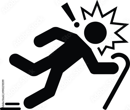 A black and white image of a person falling down