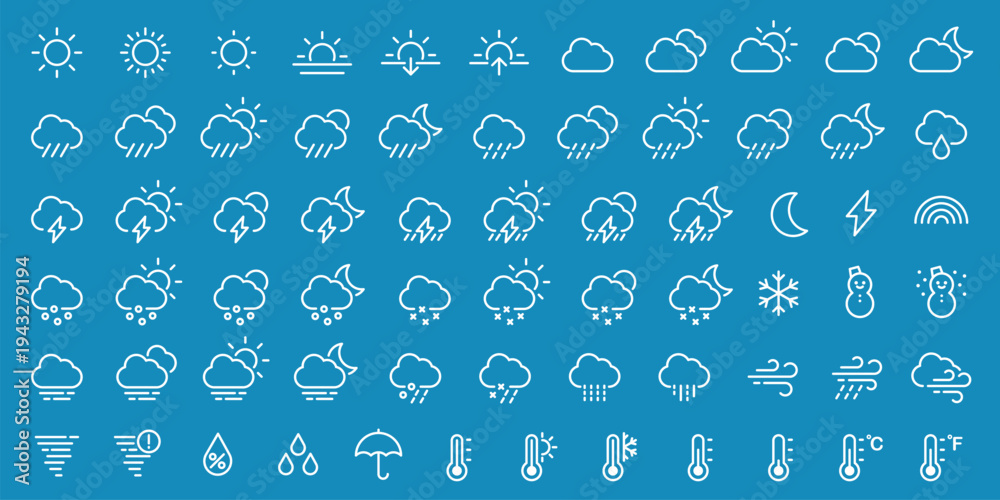 Naklejka premium Minimalist weather icon set vector