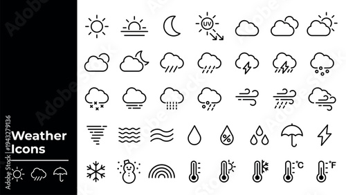 Minimalist weather icon set vector