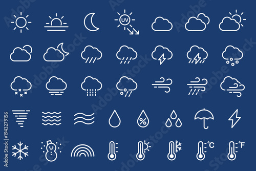 Minimalist weather icon set vector