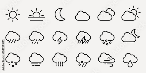 Minimalist weather icon set vector