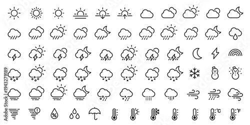 Minimalist weather icon set vector