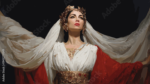 vector illustration of vintage watercolour woman portreit art 