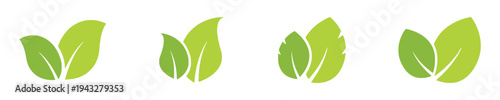 two green leaves icon variations