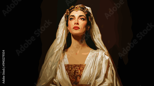 vector illustration of vintage watercolour woman portreit art 