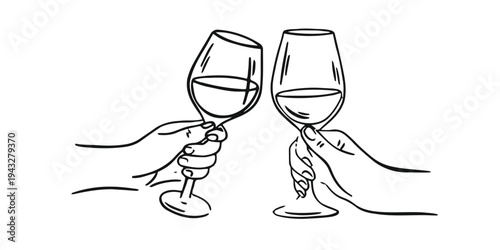Two hands toasting with wine glasses to celebrate special occasion or cheers