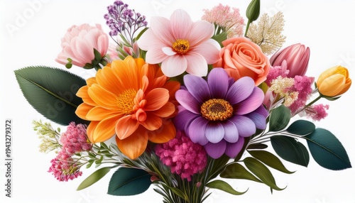 Artful Blossoms A Charming Bouquet Of Flowers Clipart Generative Ai