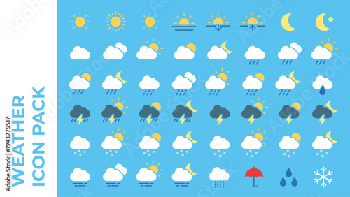 Minimalist weather icon set vector