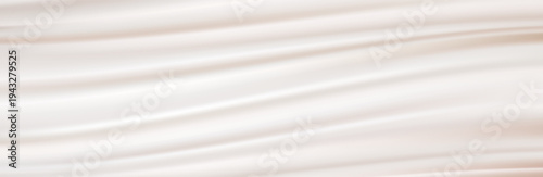 Elegant light cyan milky beige teal drapery fabric. Ocean, sea, peacock, pine hues. Luxury crumpled silk satin background. Wide drape with folds. Business, interior, furniture, clothes themes. Backdro