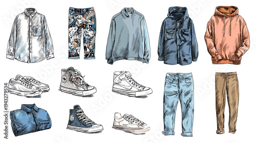 Stylish clothing collection illustration