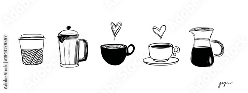 Black and White Coffee Illustration