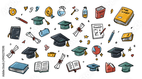 Colorful graduation-themed illustration