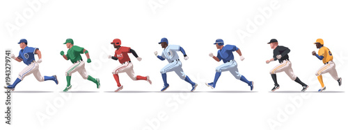 baseballl players isolated on white