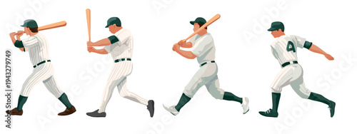 baseballl players isolated on white