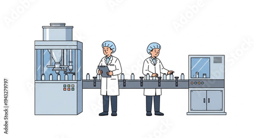 Scientists Working Laboratory Equipment Machines.