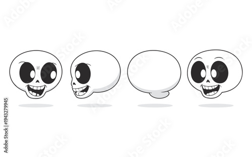 minimal skull face icon, simple skeleton head with hollow eyes and nose