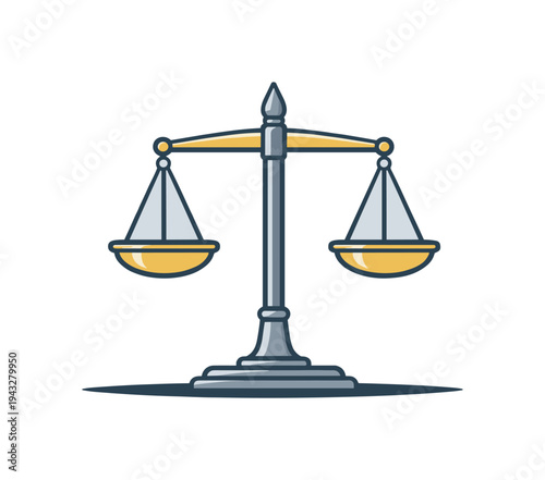 Simple illustration of a balanced scale symbolizing justice and fairness on a plain background