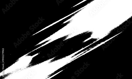 Large, jagged white brush stroke or energy mass cutting diagonally through the frame.