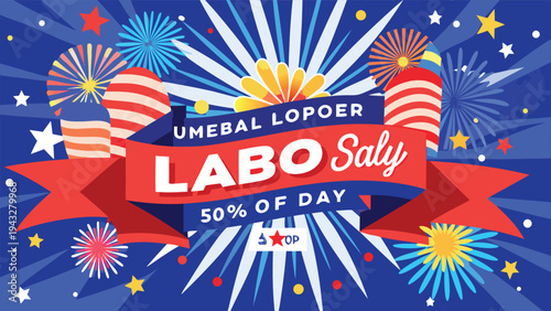 Celebratory banner for labor day with vibrant colors and festive elements Vector
