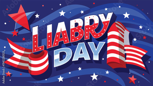Vibrant and festive image celebrating labry day with stars and flags Vector
