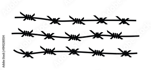 Barbed Wire Fence Vector Illustration