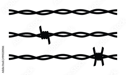 Barbed Wire Fences Vector Illustration