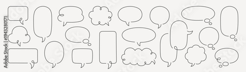 Outline speech bubbles collection vector