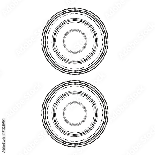  Abstract vector illustration of a shiny chrome metal bearing and silver industrial machine button isolated on a macro steel background