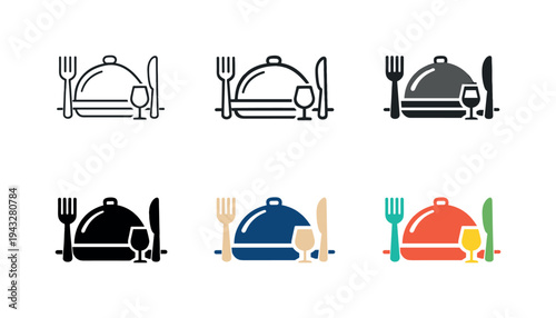 Culinary outing symbol featuring dining essentials arranged to represent eating at a restaurant, suggesting service quality and