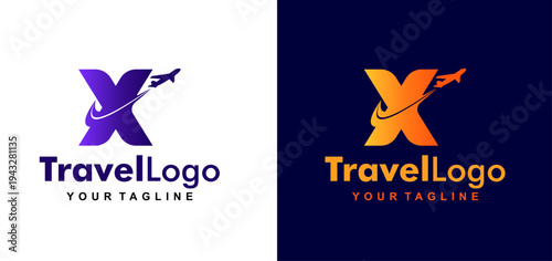 flight line initial letter x logo design. airplane flight line forms letter x logo design. editable color and vector.