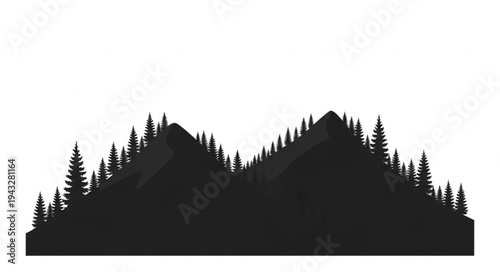 Silhouette of Mountains and Trees.