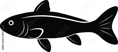 loach silhouette vector art illustration, black and white design