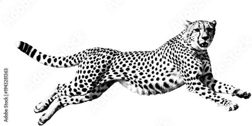 Running Cheetah Halftone Wildlife Illustration
