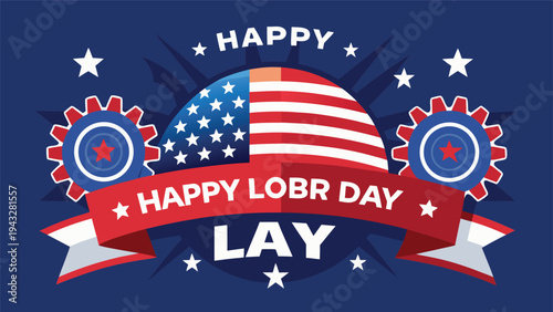 Happy labor day banner with stars and stripes of the american flag Vector