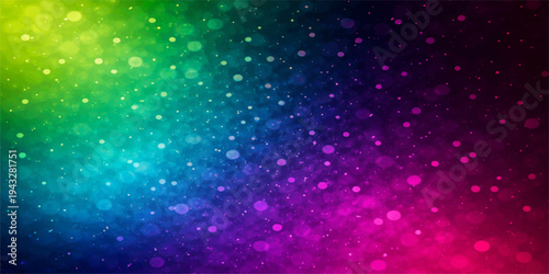 Abstract blue and colorful background design featuring bright particles and shiny glitter stars within a dark magic space night sky illustration