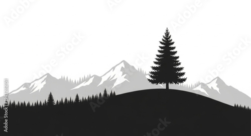 Silhouette of Lone Tree on Hill.