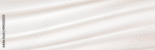 Elegant light cyan milky beige teal drapery fabric. Ocean, sea, peacock, pine hues. Luxury crumpled silk satin background. Wide drape with folds. Business, interior, furniture, clothes themes. 