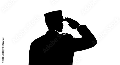 Silhouette of man saluting respectfully.