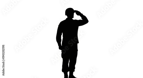 Silhouette of Man Saluting.