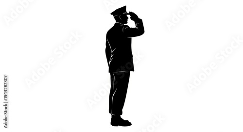 Silhouette of Military Officer Saluting.