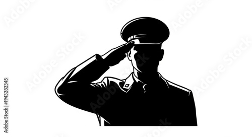 Silhouette of Military Officer Saluting.