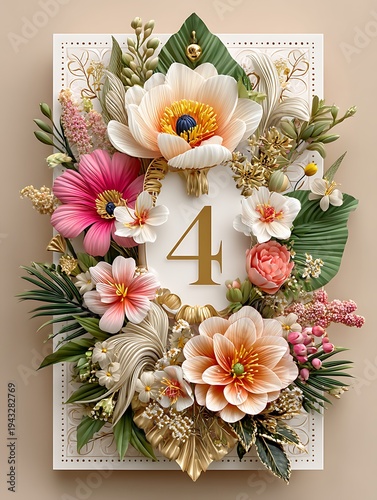 Elegant floral number for greeting card high resolution picture