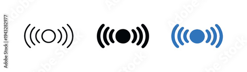 Ripple effect metaphor visualized as a symbolic broadcast mark suggesting influence spreading across a widening audience, three