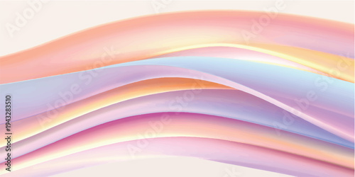 A bright abstract rainbow background features colorful waves and swirling curves in a purple and pink vector illustration with a motion pattern for a modern wallpaper design