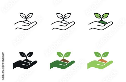 Environmentally conscious habits symbol depicting a hand nurturing a young sprout, conveying sustainability and green living,