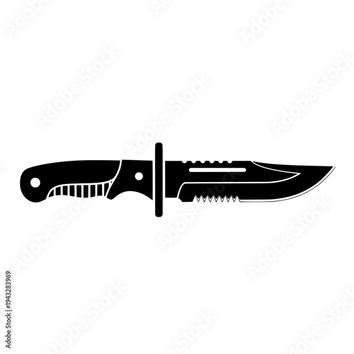 Tactical Combat Knife Silhouette Vector Illustration for Survival