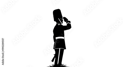 Silhouette of Soldier Standing Guard.
